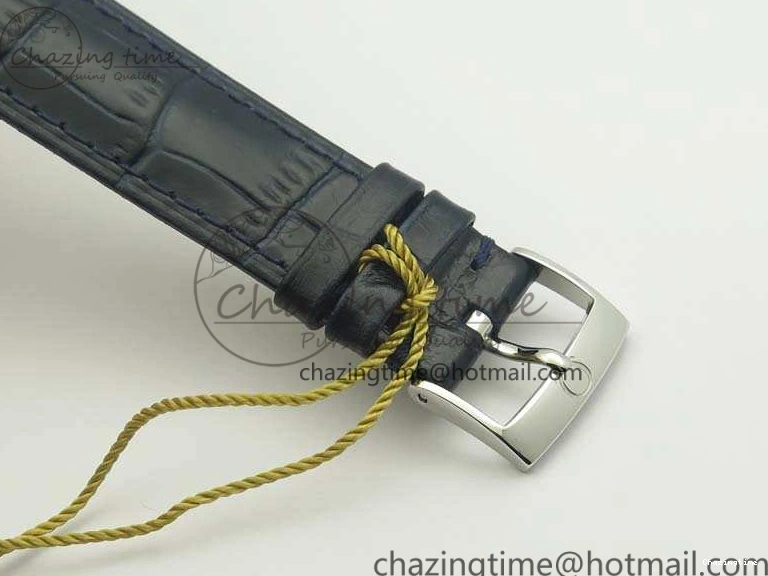 0207 Fashionable De Ville Prestige Real Power Reserve SS TW 1:1 Best Edition White Dial Blue Markers On Leather Strap A 8094